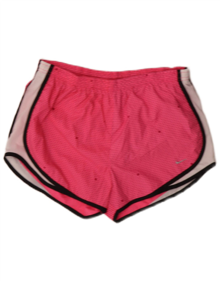 Shorts esportivos femininos NIKE Dri Fit UK 12/14 médio rosa colorblock