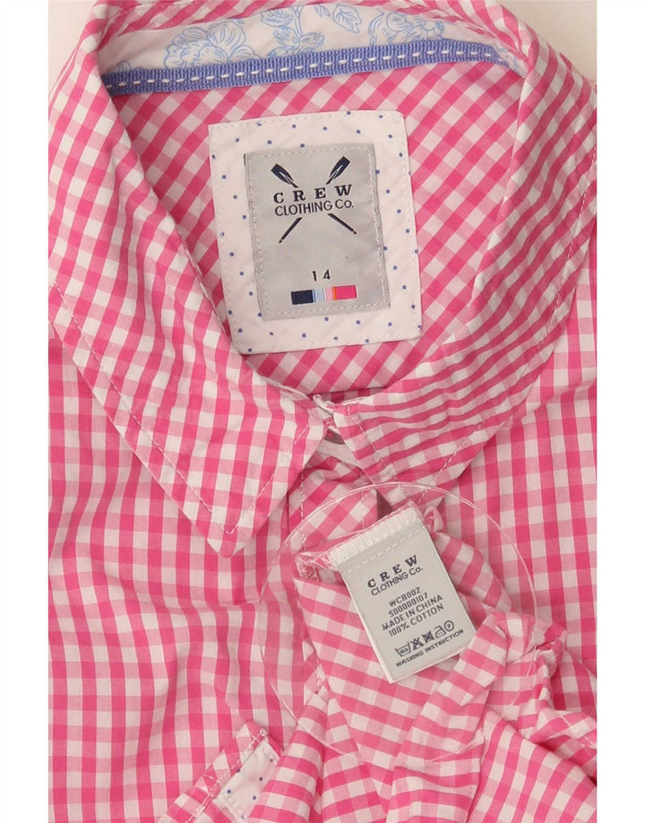 Camisa feminina Crew Clothing UK 14 algodão guingão rosa médio