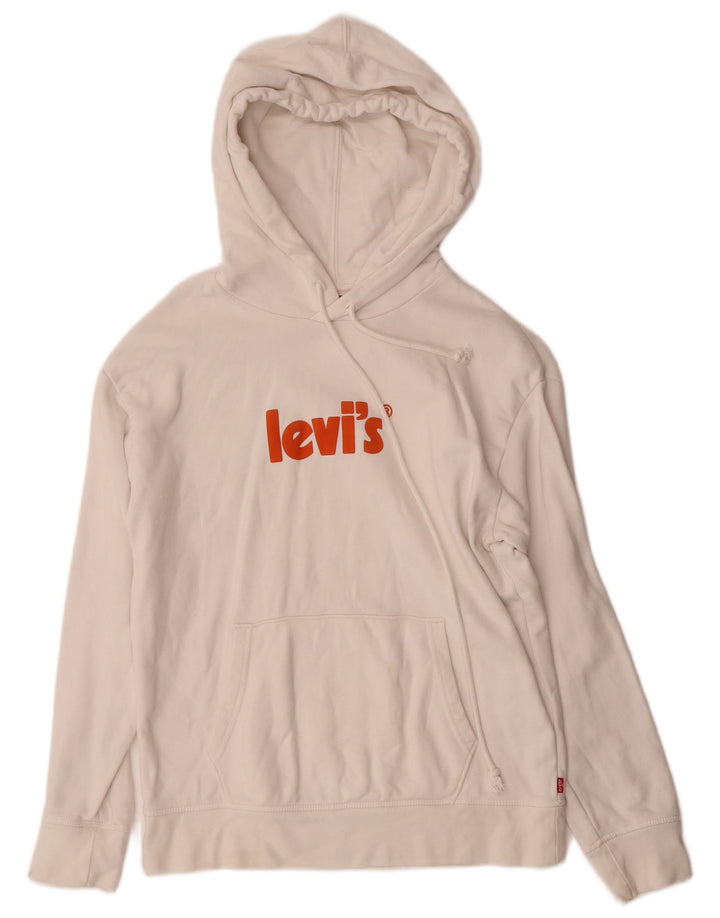 Suéter feminino com capuz gráfico LEVI'S UK 6 XS algodão branco