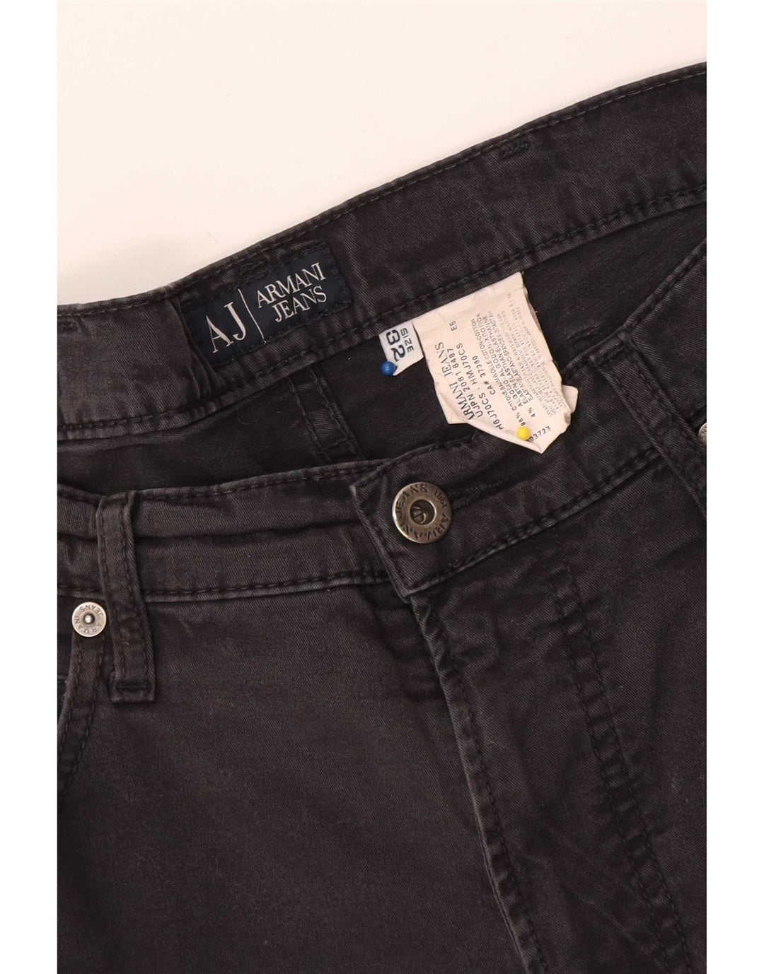 Calça jeans reta masculina Armani W32 L31 algodão preto