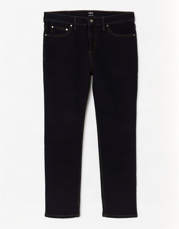 Marks & Spencer Mens Slim Jeans W36 L29 Azul Marinho Algodão