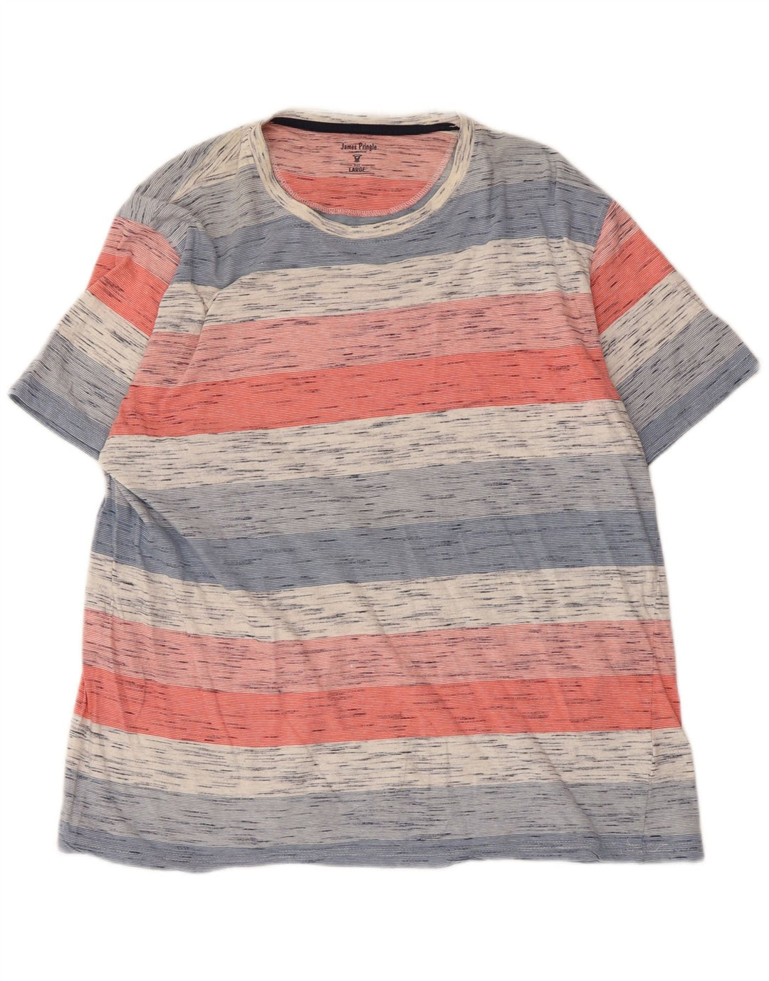 James Pringle Camiseta masculina grande de algodão listrado multicolorido