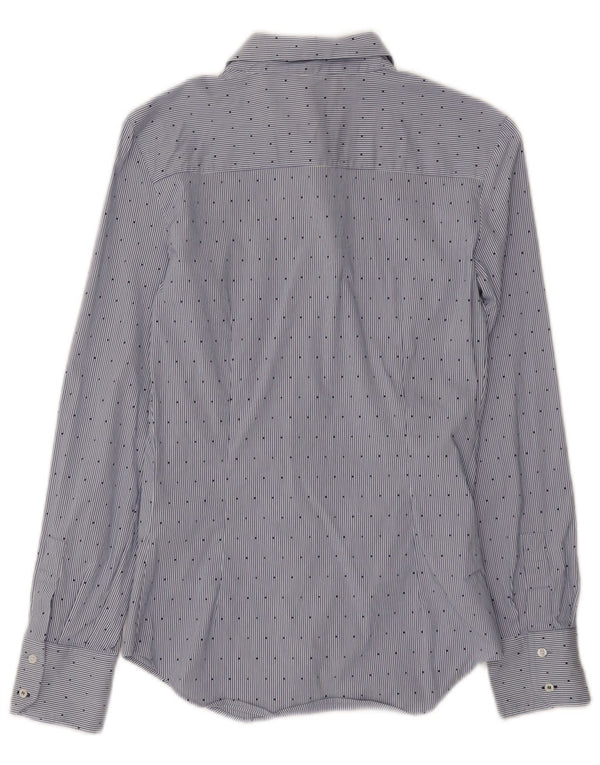 Camisa feminina Zara UK 8 algodão listrado azul pequeno