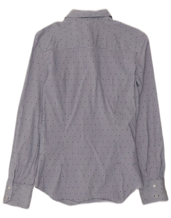 Camisa feminina Zara UK 8 algodão listrado azul pequeno