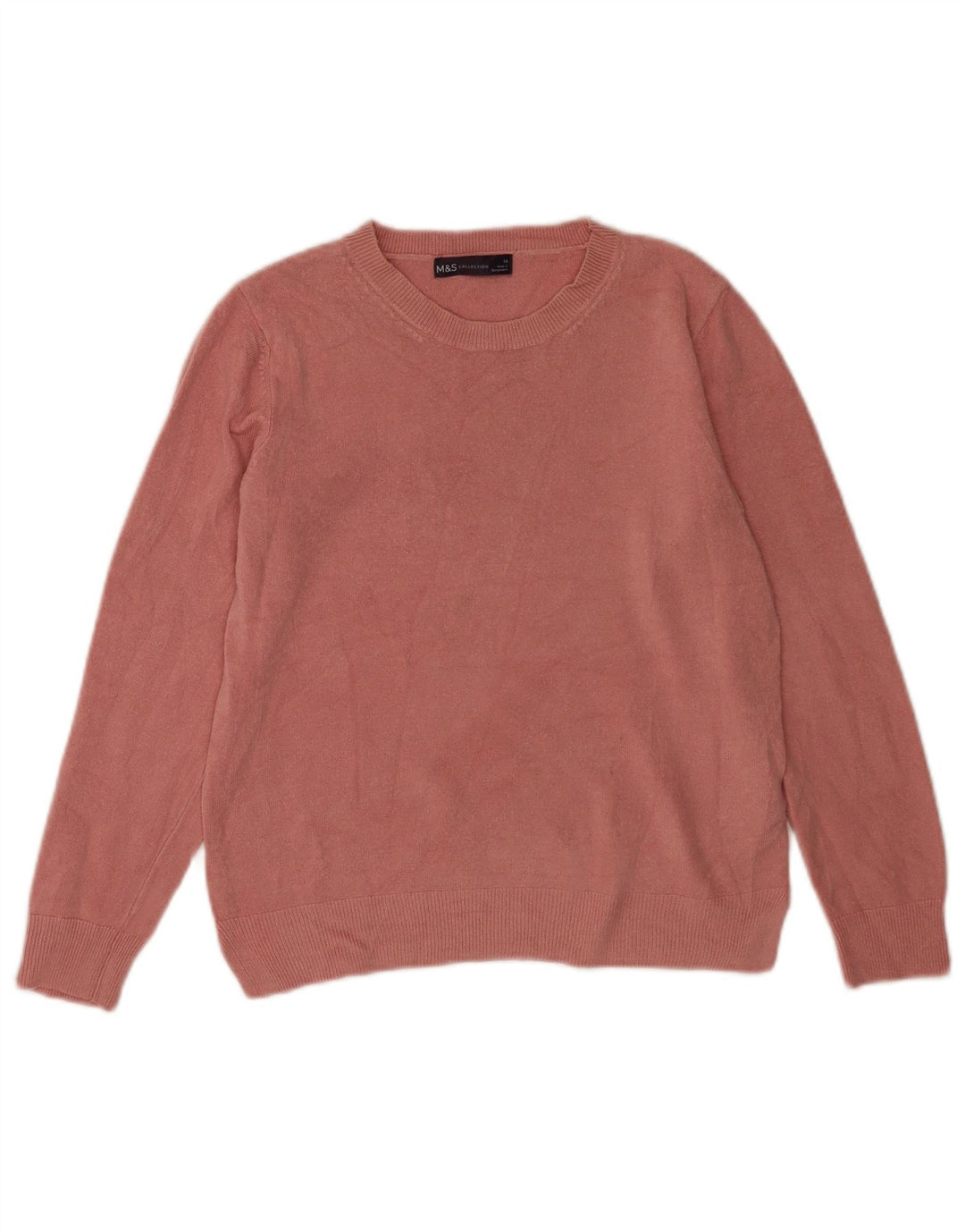 Suéter feminino Marks & Spencer com gola redonda Reino Unido 14 acrílico rosa médio