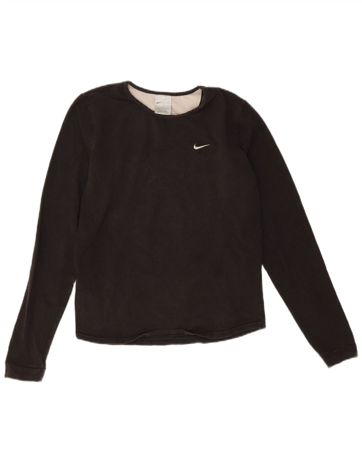 Top feminino Nike manga comprida US 4/6 pequeno algodão preto
