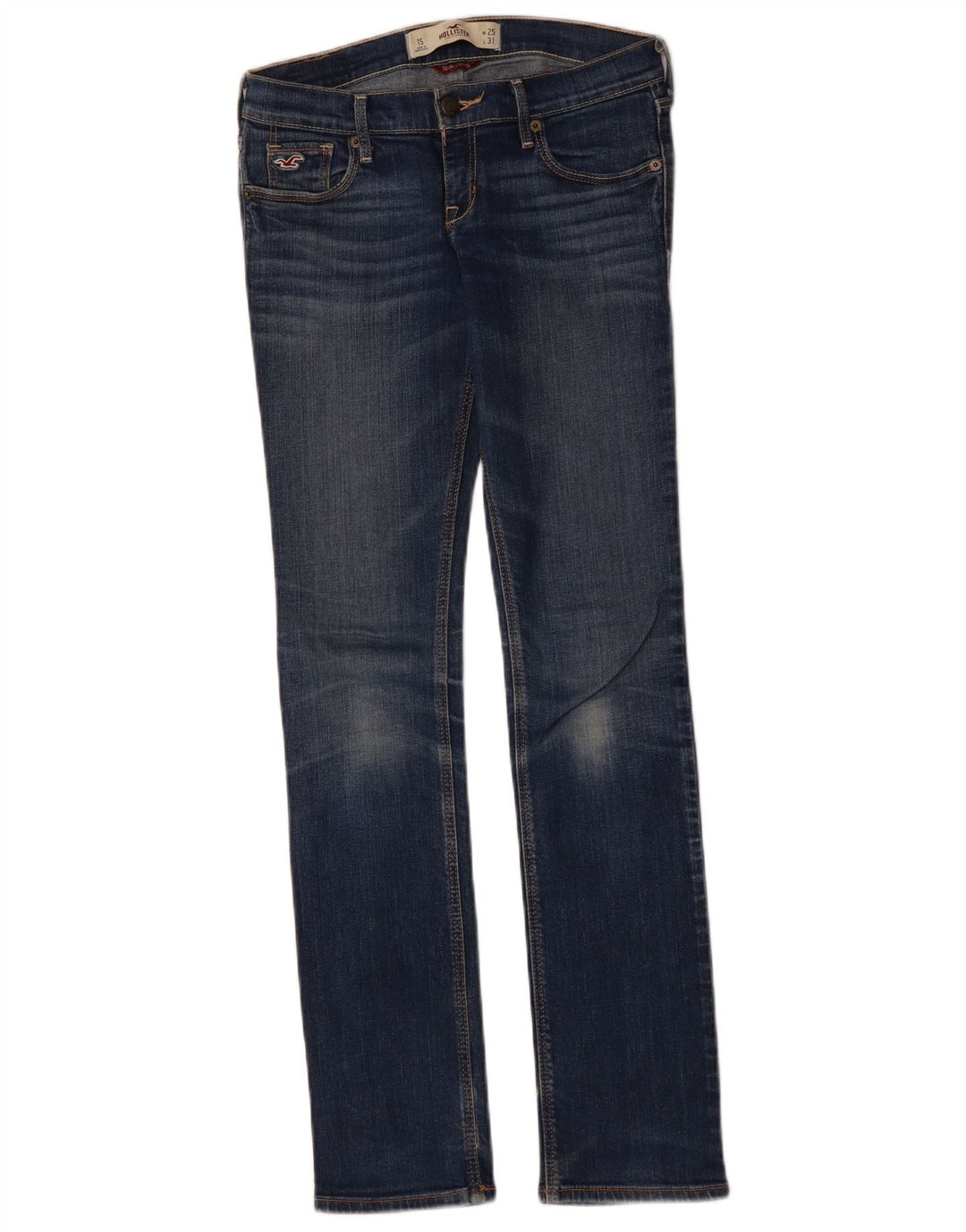 Calça jeans feminina HOLLISTER US 1 XS W25 L31 azul algodão