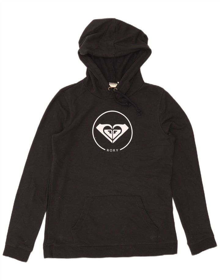 Roxy feminino gráfico moletom com capuz Reino Unido 14 médio algodão preto