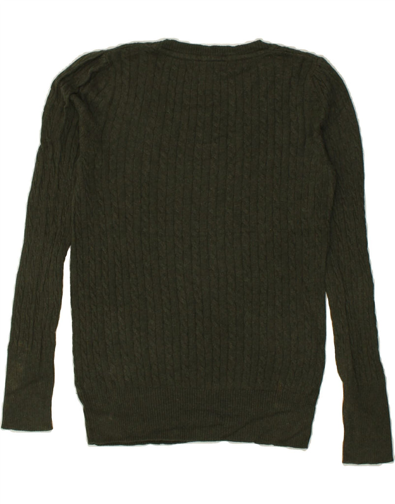 EDDIE BAUER Womens Crew Neck Jumper Sweater UK 14 Medium Green Cotton | Vintage Eddie Bauer | Thrift | Second-Hand Eddie Bauer | Used Clothing | Messina Hembry 
