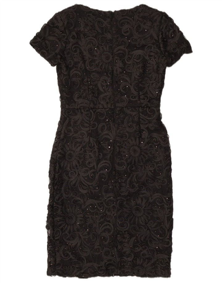 Vestido bainha feminino FASE EIGHT UK 10 pequeno poliéster floral preto