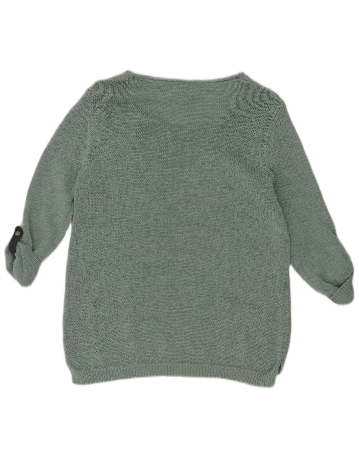 Suéter feminino branco com manga 3/4 e gola canoa Reino Unido 12 verde médio