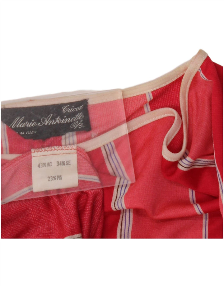 Blusa feminina VINTAGE Batwing Top IT 44 acrílico listrado vermelho médio