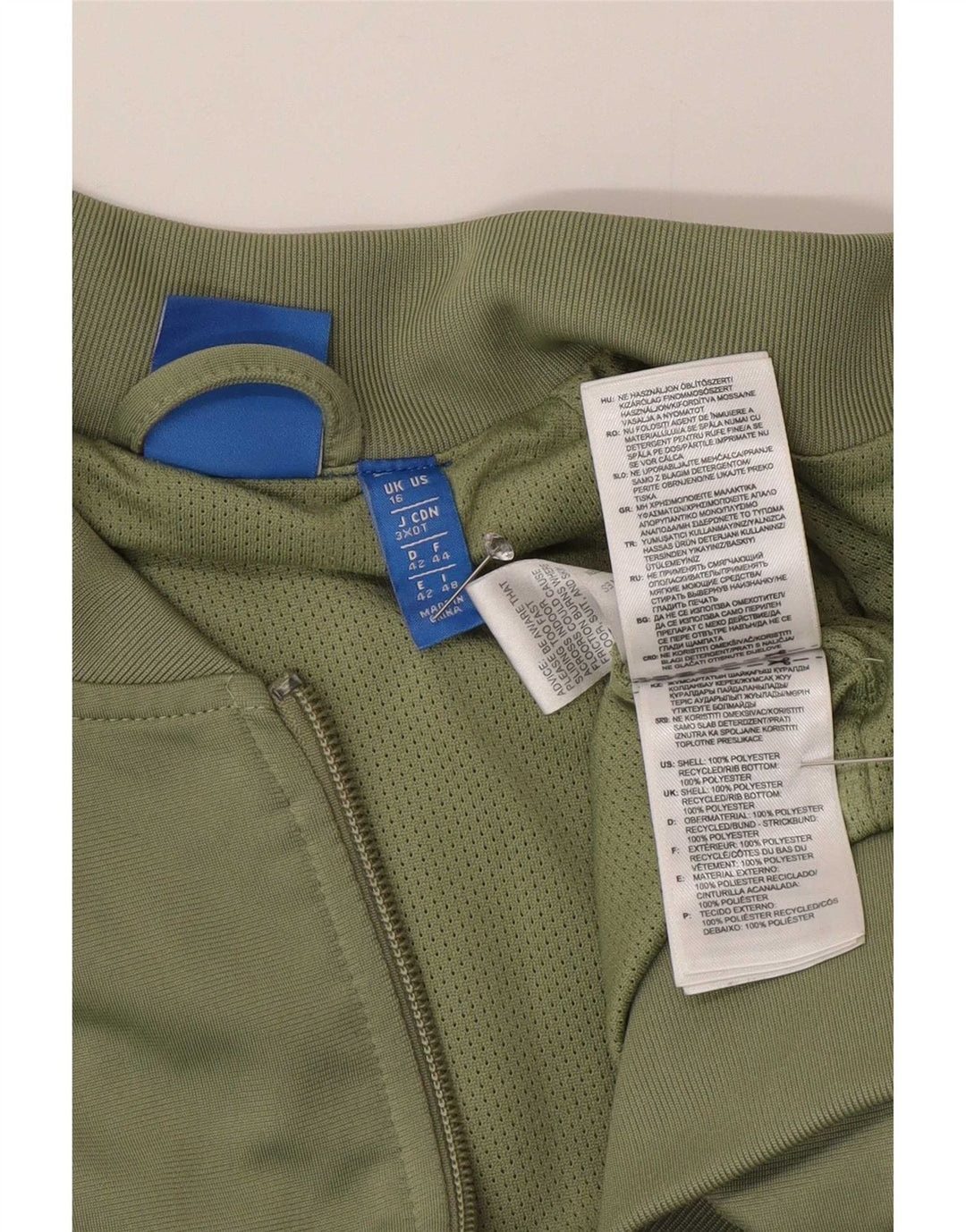 Adidas Womens Graphic Tracksuit Top Jacket UK 16 Grande Verde Poliéster
