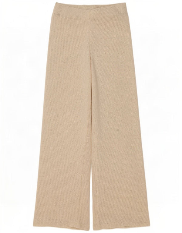 Zara Calça feminina casual de malha UK 8 pequena W26 L28 poliéster bege