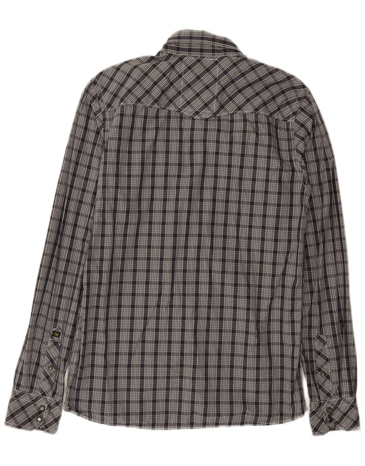 Camisa masculina SCOTCH & SODA algodão xadrez cinza médio
