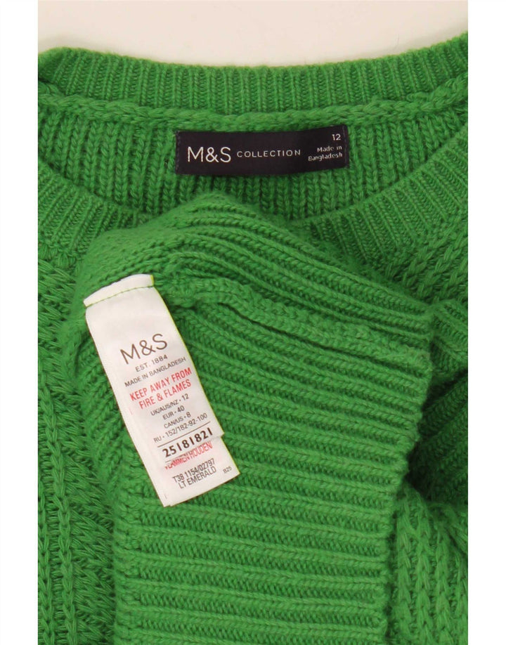 Suéter feminino Marks & Spencer com gola canoa Reino Unido 12 verde médio