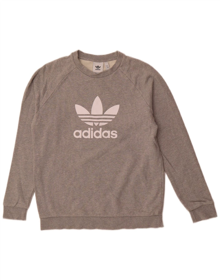 ADIDAS Mens Graphic Sweatshirt Jumper Médio Algodão Cinzento