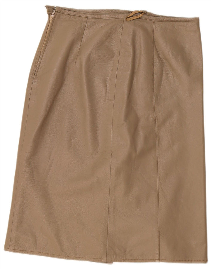 Saia Midi Feminina Vintage W34 Grande Bege