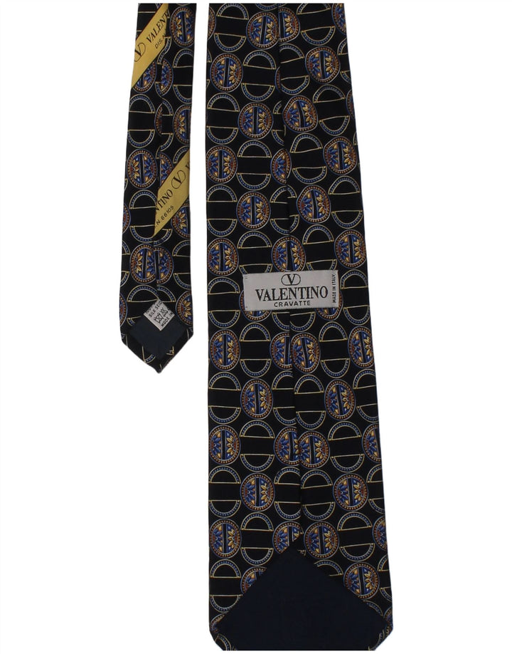 Gravata masculina Valentino Cravatte tamanho único azul marinho de seda geométrica designer