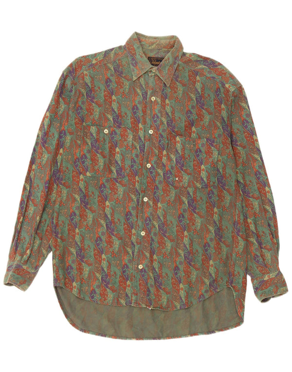 Camisa masculina ilimitada de algodão floral cáqui pequeno