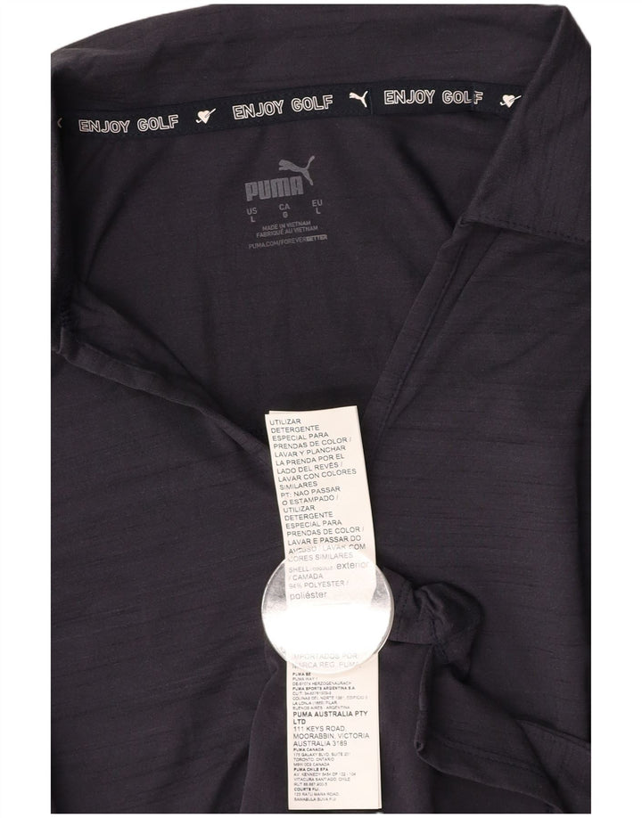 Camisa polo feminina PUMA UK 14 grande poliéster manchado azul marinho