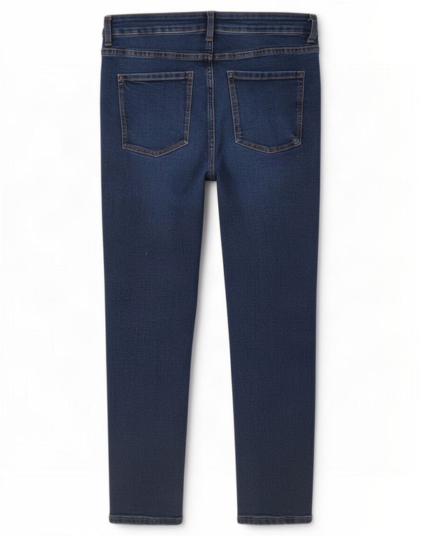 Calça jeans feminina Marks & Spencer Lily Slim cortada UK 12 médio W30 L26 azul