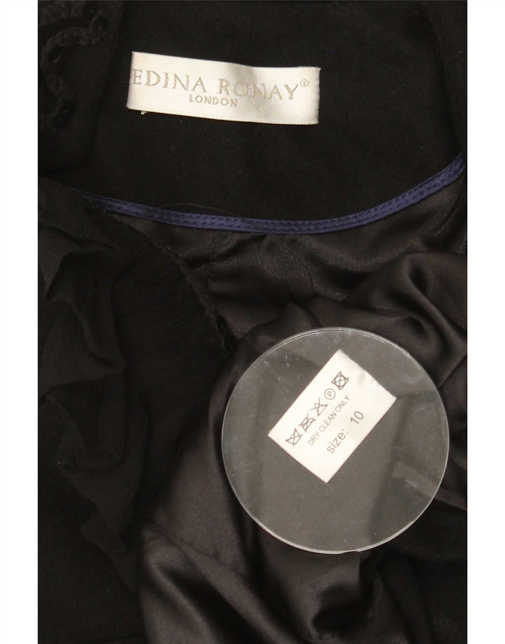 Jaqueta blazer feminina Edina Ronay Reino Unido 10 pequena lã preta