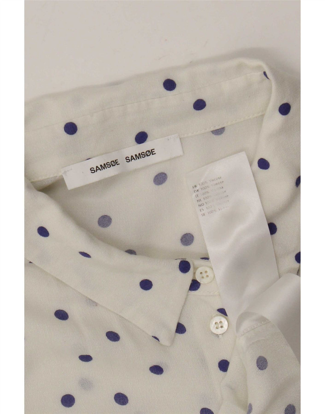 Camisa Samsoe & Feminina Reino Unido 18 XL Viscose Manchada Branca