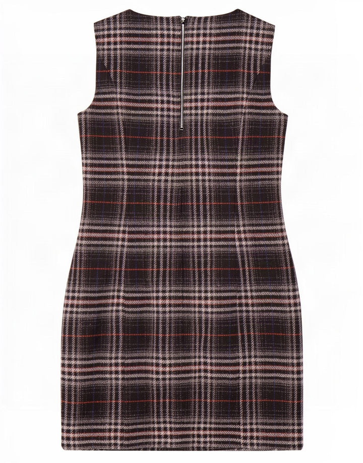 Vestido feminino Marks & Spencer sem mangas, UK 12, médio, preto, xadrez