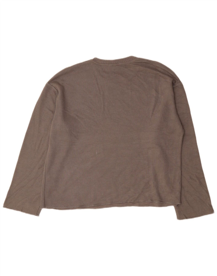 Zara Womens Oversized Top Manga Longa Reino Unido 14 Médio Marrom