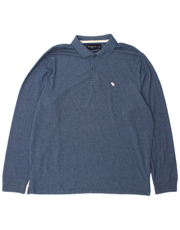 Camisa polo masculina de manga comprida Abercrombie & Fitch 2XL algodão azul
