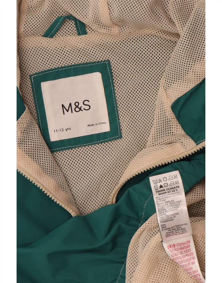 Jaqueta de chuva com capuz grande Marks & Spencer Boys 11-12 anos verde