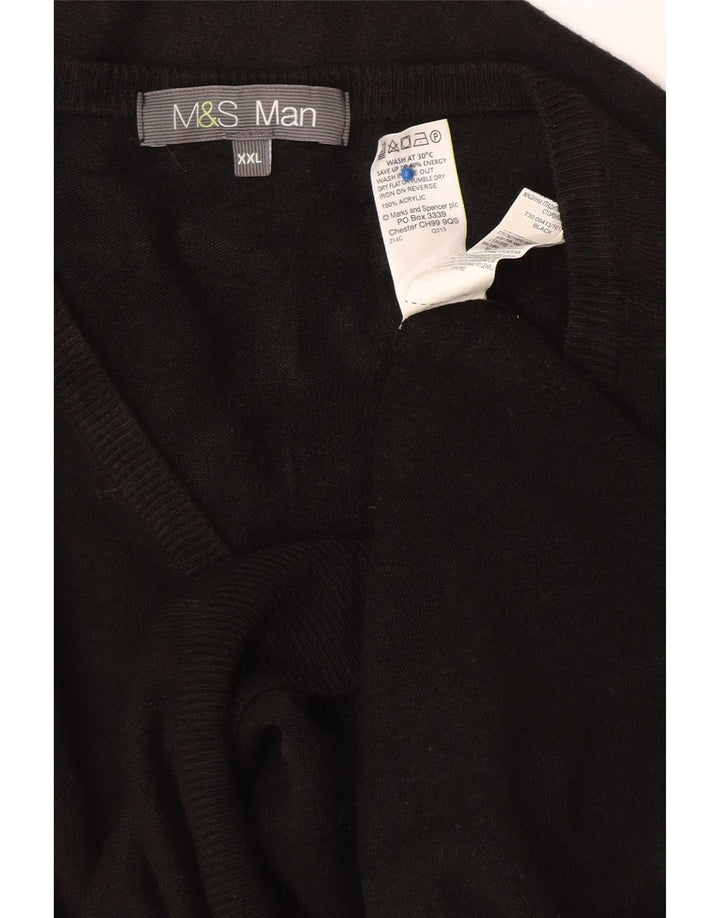 Suéter masculino Marks & Spencer com decote em V 2XL acrílico preto
