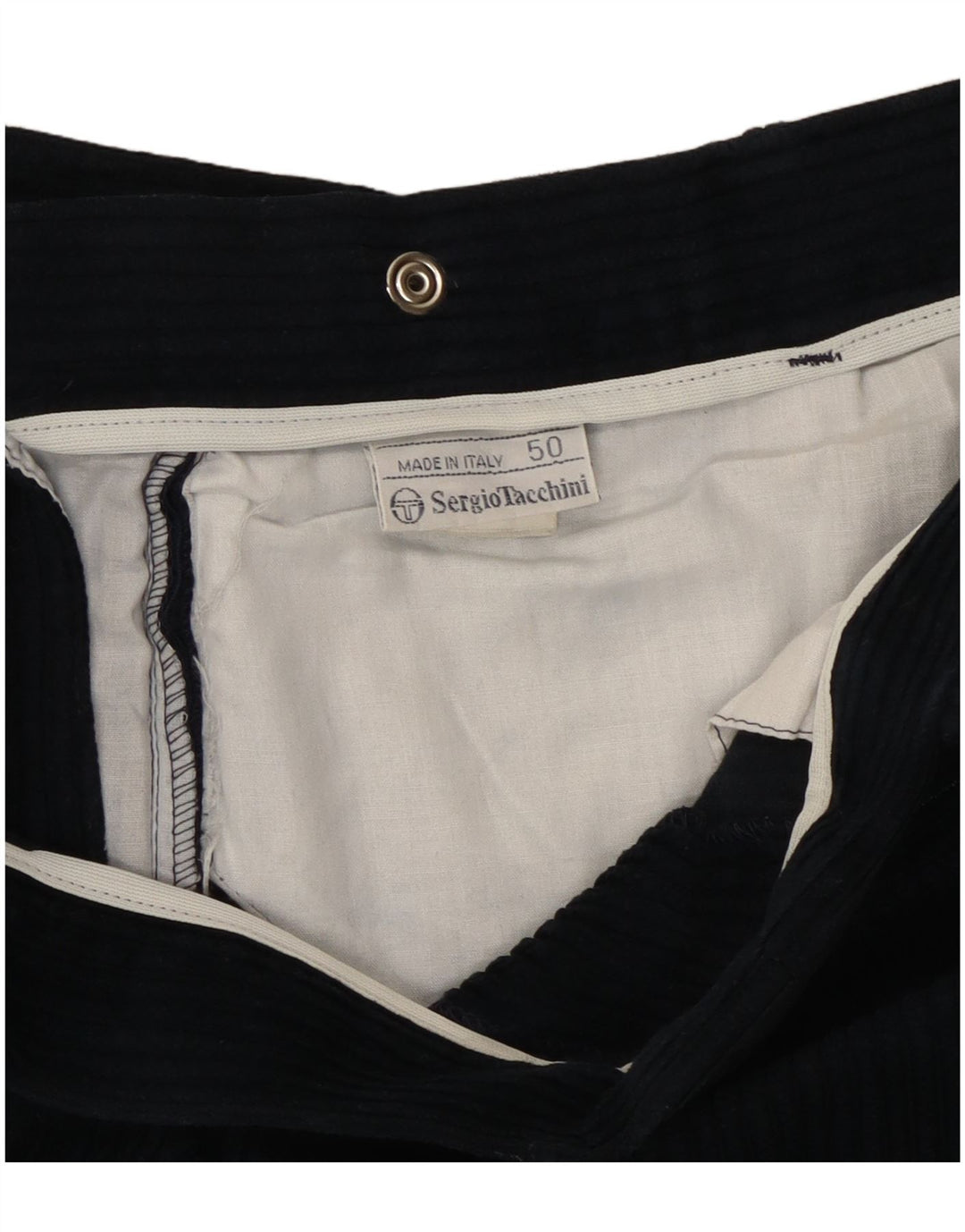 Calça masculina de veludo Sergio Tacchini IT 50 grande W32 L32 azul marinho