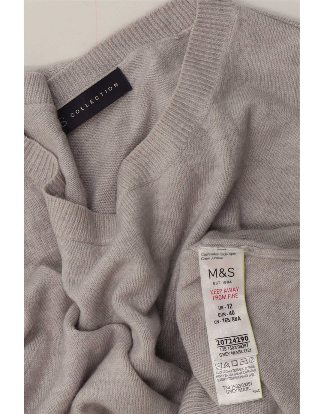 Suéter feminino Marks & Spencer com gola redonda Reino Unido 12 cinza médio