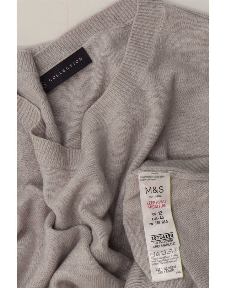 Suéter feminino Marks & Spencer com gola redonda Reino Unido 12 cinza médio