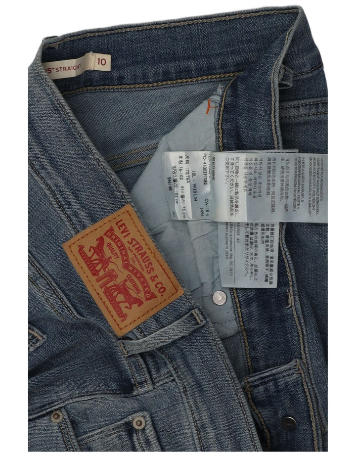 Jeans femininos longos e retos LEVI'S US 10 grandes W30 L34 algodão azul