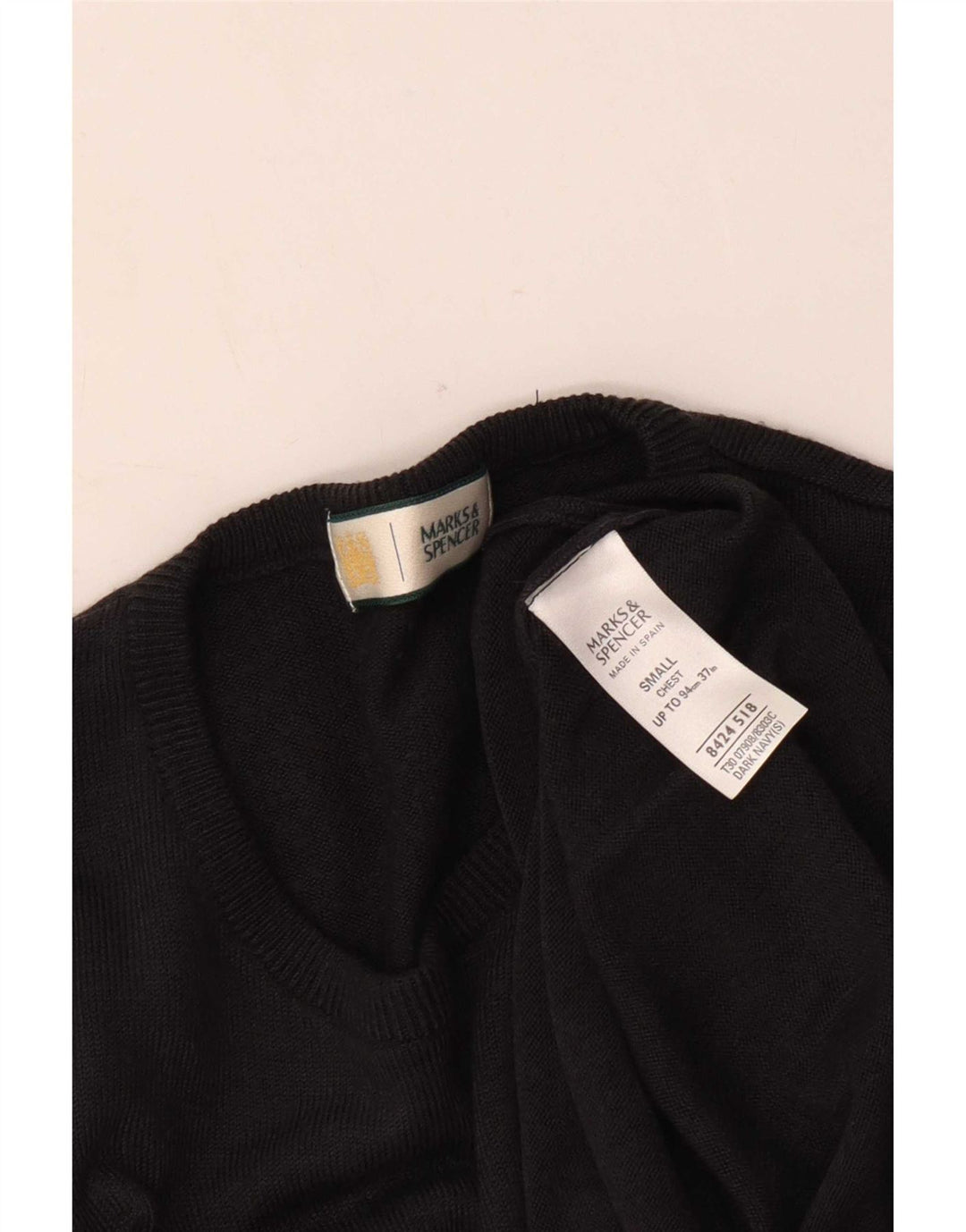 Suéter masculino Marks & Spencer com gola redonda, pequeno acrílico azul marinho