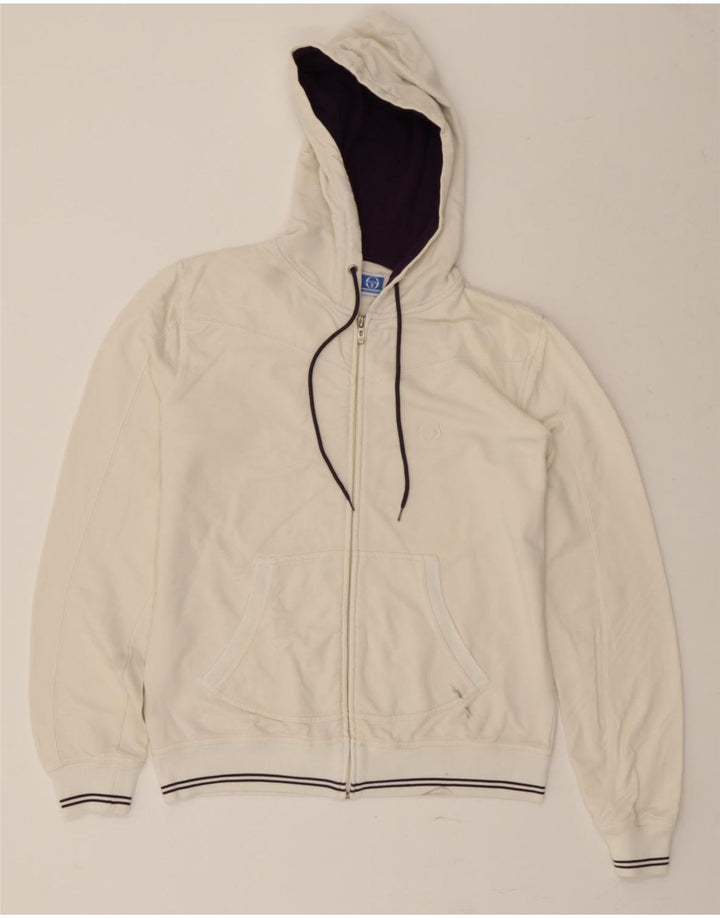SERGIO TACCHINI Womens Zip Hoodie Sweater UK 18 XL White Cotton Vintage Sergio Tacchini and Second-Hand Sergio Tacchini from Messina Hembry 