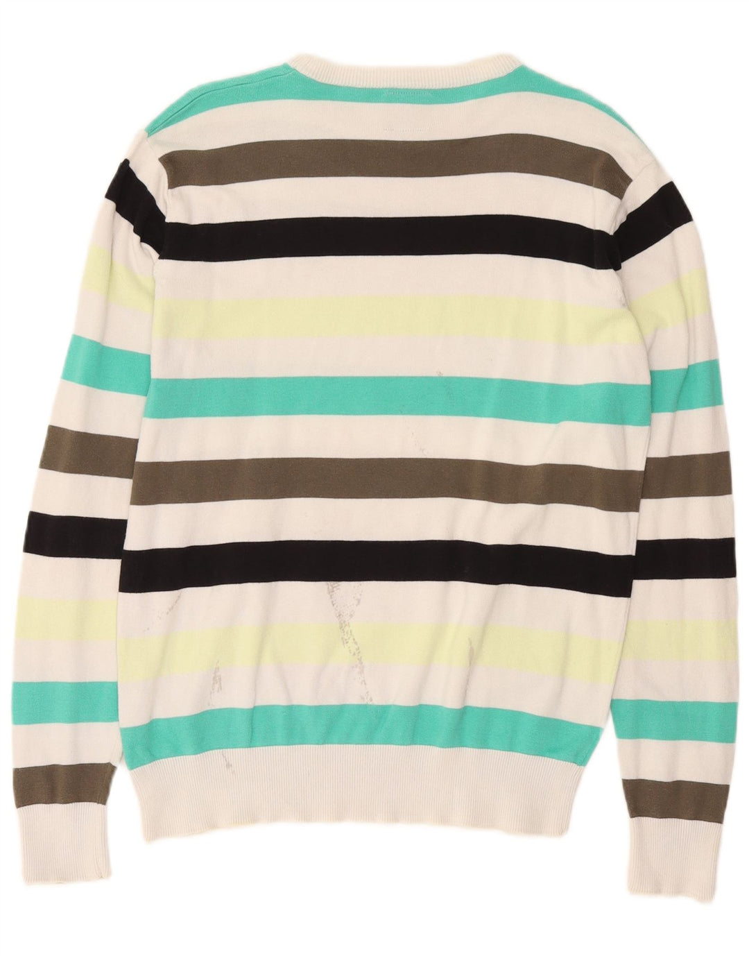 Jack & Jones Suéter masculino com gola redonda, grande listrado multicolorido