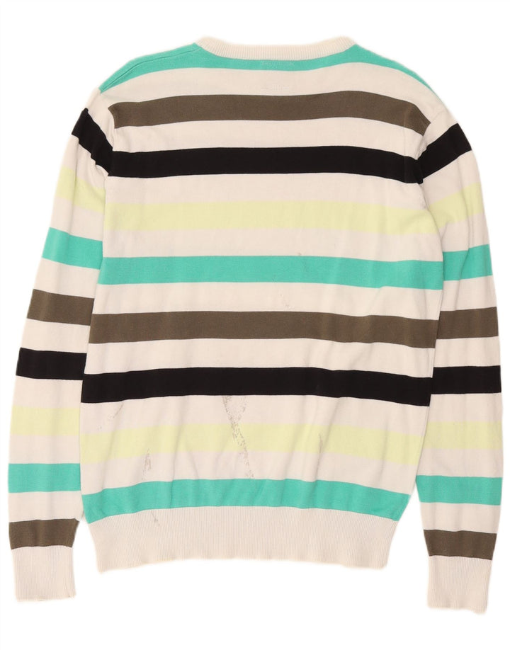 Jack & Jones Suéter masculino com gola redonda, grande listrado multicolorido