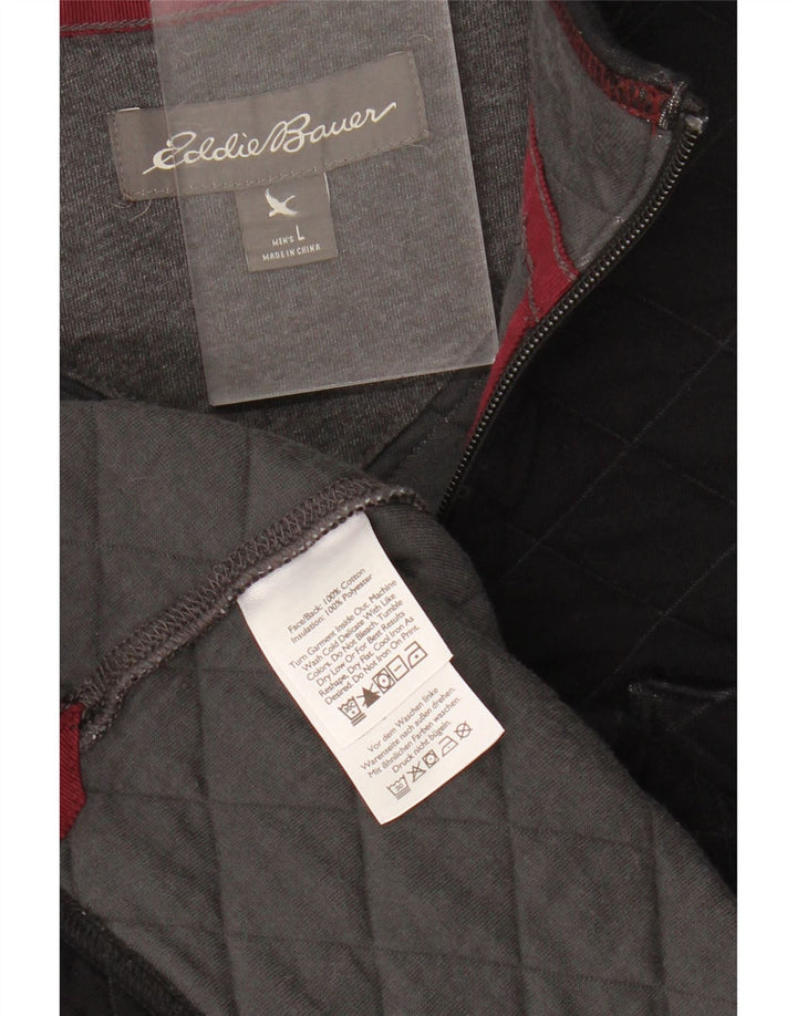 Eddie Bauer moletom masculino com zíper e gola alta de algodão preto