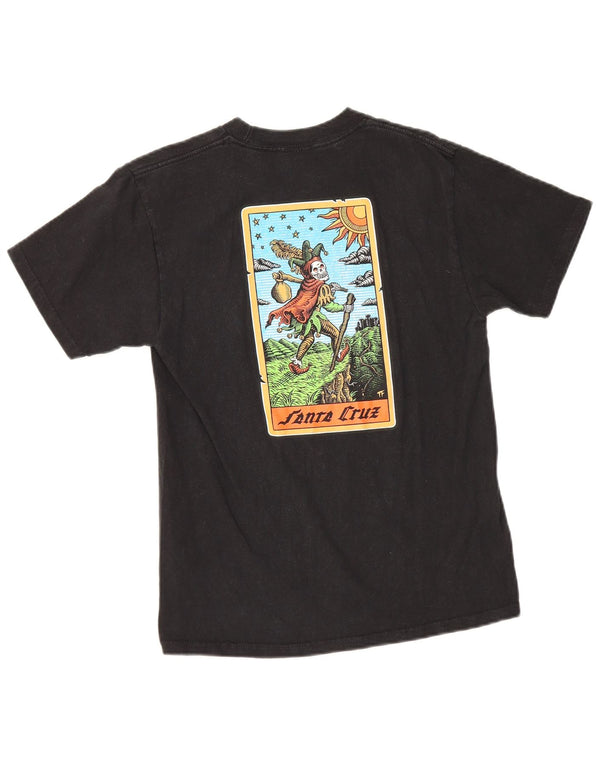 Camiseta gráfica masculina Santa Cruz top pequeno algodão preto