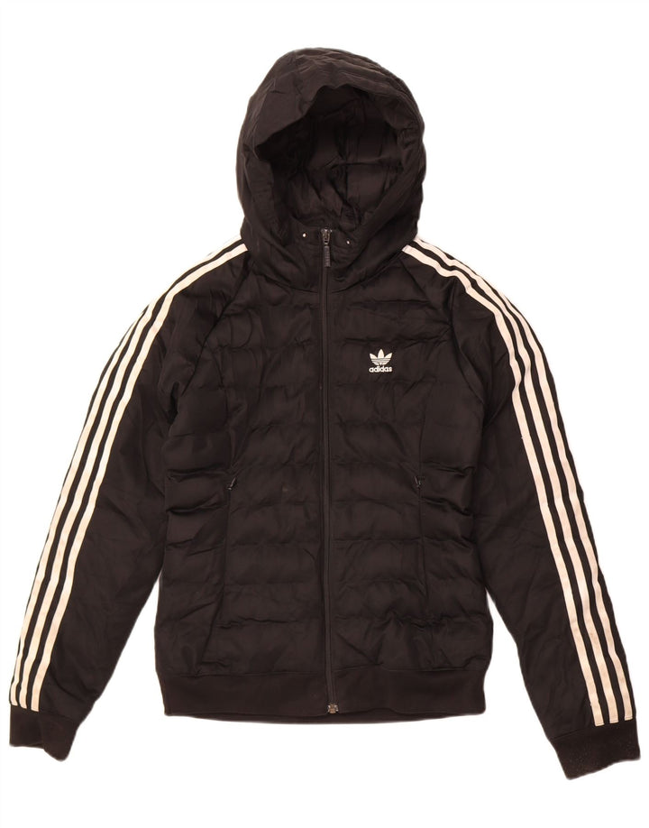 Casaco acolchoado com capuz feminino Adidas UK 6 XS preto poliéster