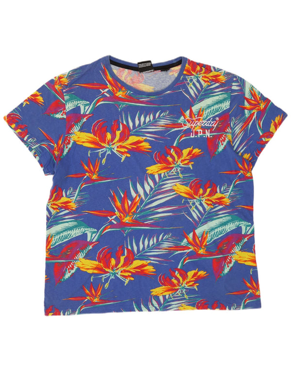 Camiseta gráfica masculina SUPERDRY Top 2XL azul floral