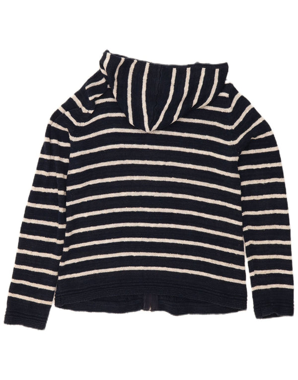 Suéter cardigã feminino com capuz Fat Face Reino Unido 14 listrado azul marinho médio