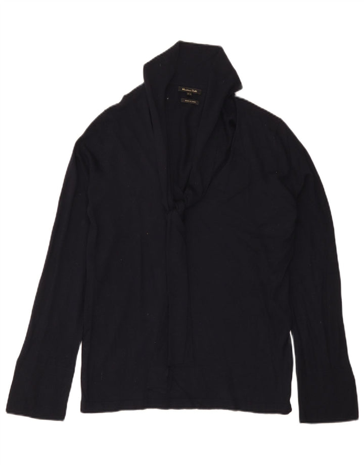 Suéter feminino Massimo Dutti com gola xale Reino Unido 12 médio azul marinho