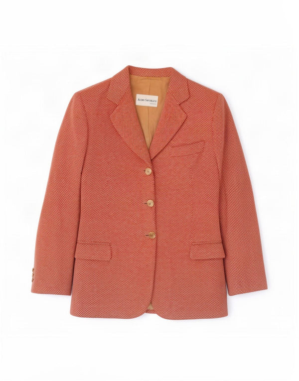Jaqueta blazer feminina Aldo Savorani com 3 botões Reino Unido 12 espinha de peixe rosa médio