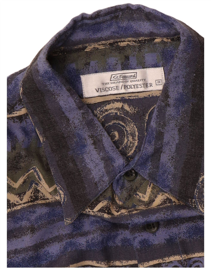 Camisa masculina de manga curta St. Bernard, viscose geométrica multicolorida média