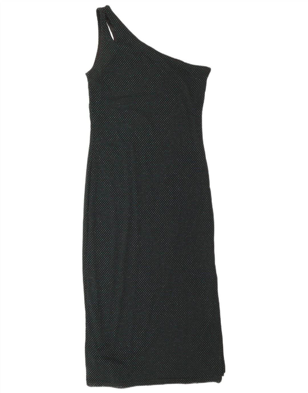 HENNES Vestido maxi feminino de um ombro UE 42 grande preto manchado